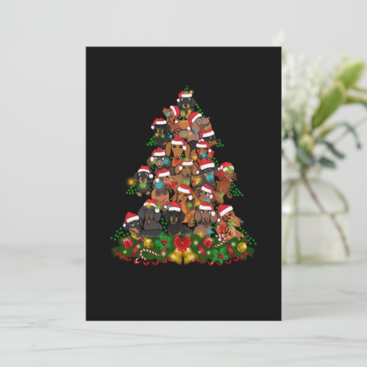 Gelukkig kerstfeest | kerstboomverlichting voor de bedankkaart (Staand voorkant)