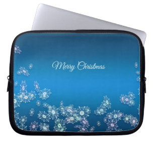 Gelukkig kerstfeest. Kerstsneeuwvlokken. Laptop Sleeve