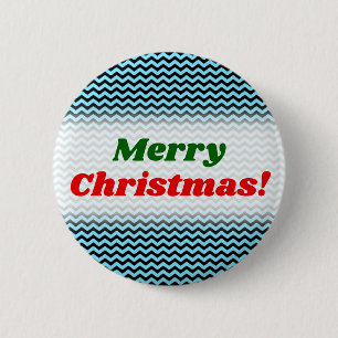 Gelukkig kerstfeest! + Light Blue & Black Wave Pat Ronde Button 5,7 Cm