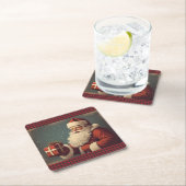 Gelukkig Kerstfeest met Kerstman Kartonnen Onderzetters (Insitu)