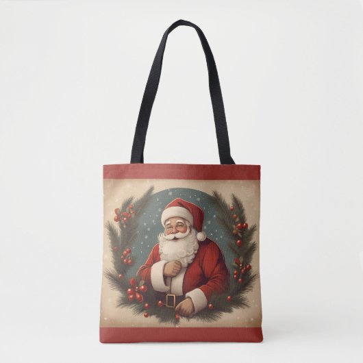 Gelukkig Kerstfeest met Kerstman Tote Bag (Voorkant)