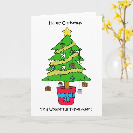 Gelukkig kerstfeest met reisagent kaart (Gele Bloem)