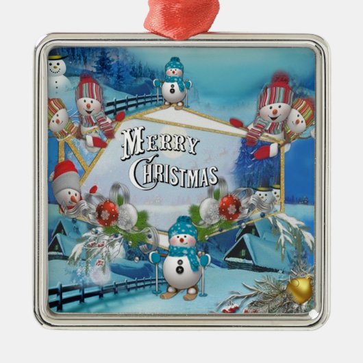 Gelukkig kerstfeest metalen ornament (Voorkant)