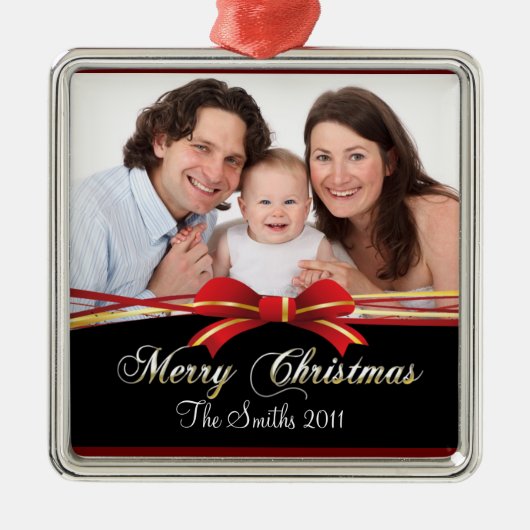 Gelukkig kerstfeest metalen ornament (Voorkant)