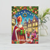 "Gelukkig Kerstfeest" Nederlands Kerstfeest Feestdagenkaart (Staand voorkant)