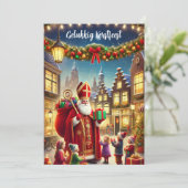 "Gelukkig Kerstfeest"  Nederlands Kerstfeest Feestdagenkaart (Staand voorkant)