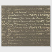 Gelukkig kerstfeest nieuwjaar bruin goud cadeaupapier (Vlak)