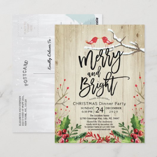 Gelukkig kerstfeest nieuwjaar feestdag kerstfeest briefkaart (Voorkant / Achterkant)