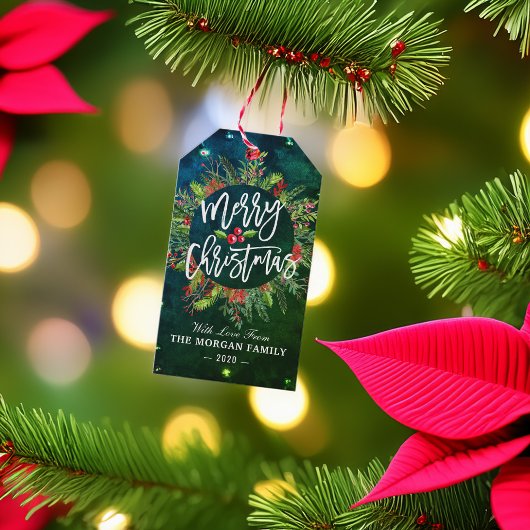 Gelukkig kerstfeest nieuwjaar feestdag kerstfeest cadeaulabel