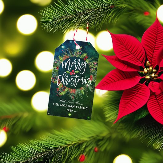 Gelukkig kerstfeest nieuwjaar feestdag kerstfeest cadeaulabel