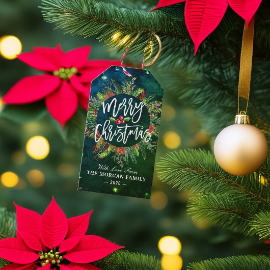 Gelukkig kerstfeest nieuwjaar feestdag kerstfeest cadeaulabel