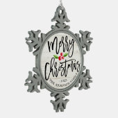 Gelukkig kerstfeest nieuwjaar feestdag tin sneeuwvlok ornament (Links)