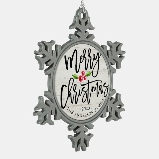 Gelukkig kerstfeest nieuwjaar feestdag tin sneeuwvlok ornament (Links)