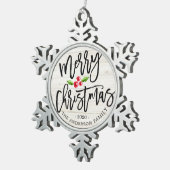 Gelukkig kerstfeest nieuwjaar feestdag tin sneeuwvlok ornament (Rechts)