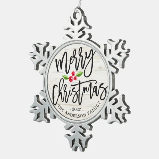 Gelukkig kerstfeest nieuwjaar feestdag tin sneeuwvlok ornament (Rechts)