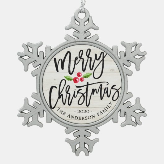 Gelukkig kerstfeest nieuwjaar feestdag tin sneeuwvlok ornament (Voorkant)