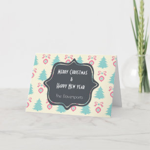 Gelukkig kerstfeest nieuwjaar feestelijk patroon feestdagen kaart