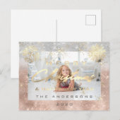 Gelukkig kerstfeest Nieuwjaar Gold Snow Foto Gra Briefkaart (Voorkant / Achterkant)