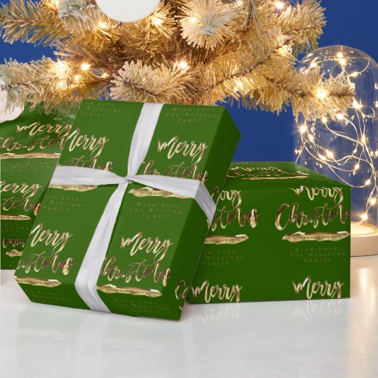 Gelukkig kerstfeest nieuwjaar oud met goudgroen cadeaupapier (Feestdagen)
