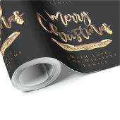 Gelukkig kerstfeest nieuwjaar oud zwart goud cadeaupapier (Rol Hoek)