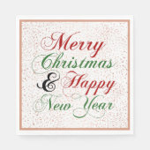 Gelukkig kerstfeest nieuwjaar Roos Gold Glitter Servet (Voorkant)