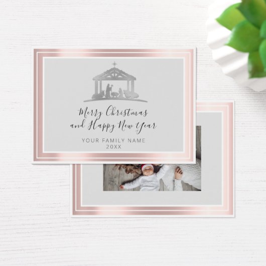 Gelukkig kerstfeest nieuwjaar Roos Heilige Familie Visitekaartje (Bureau)