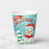 Gelukkig kerstfeest nieuwjaar Snowman Cute Papieren Bekers (Achterkant)