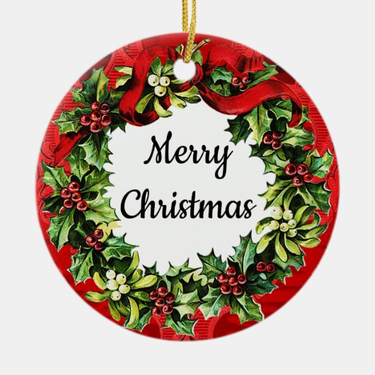 Gelukkig kerstfeest nieuwjaar  versiering keramisch ornament (Voorkant)