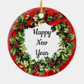 Gelukkig kerstfeest nieuwjaar  versiering keramisch ornament (Achterkant)