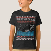Gelukkig kerstfeest. Orca Killer Whale Ugly Kerstm T-shirt (Voorkant)
