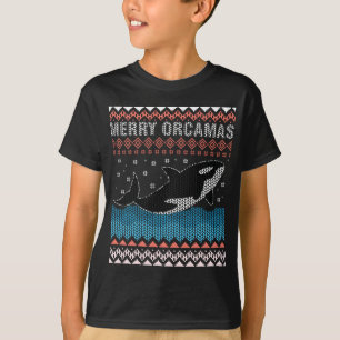 Gelukkig kerstfeest. Orca Killer Whale Ugly Kerstm T-shirt