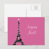 Gelukkig Kerstfeest Postcard in Fuchsia Feestdagenkaart (Voorkant / Achterkant)