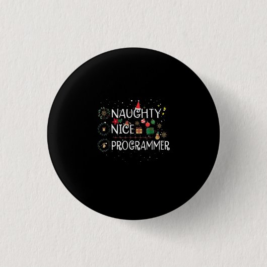Gelukkig kerstfeest | Programma Naughty Nice Ronde Button 3,2 Cm (Voorkant)