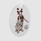 Gelukkig kerstfeest | Pug Reindester Ornament (voorkant)