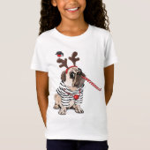 Gelukkig kerstfeest | Pug Reindester T-shirt (Voorkant)