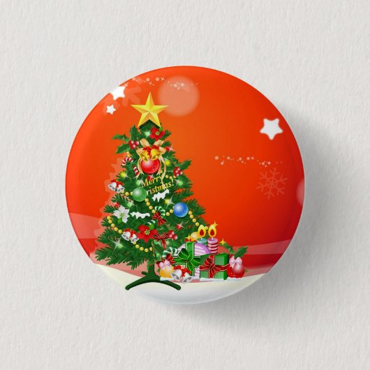 Gelukkig kerstfeest ronde button 3,2 cm (Voorkant)