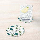 Gelukkig kerstfeest ronde kartonnen onderzetter (Insitu)