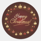 Gelukkig kerstfeest ronde sticker (Voorkant)