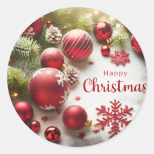 Gelukkig kerstfeest ronde sticker