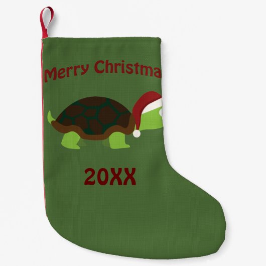 Gelukkig kerstfeest! Santa Turtle Kleine Kerstsok (Voorkant)
