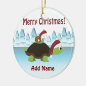 Gelukkig kerstfeest! Schildpad en slak Keramisch Ornament (Links)
