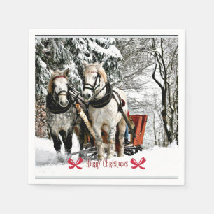 Gelukkig kerstfeest! Sleigh Ride in het land Servet