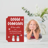 Gelukkig kerstfeest Sneeuwman fototemplate Kerstmi Feestdagenkaart (Staand voorkant)