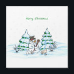 Gelukkig kerstfeest! Snowman met kat en puppy<br><div class="desc">Gelukkig kerstfeest! Snowman met kat en puppy - kleine hond ~~ gekleurd potlood door Krisi ArtKSZP ~~ Store Category >>> Vrolijk kerstfeest voor kinderen >>> Snowman met kat en puppy</div>