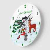 Gelukkig kerstfeest! Snowman met vrienden Grote Klok (Hoek)