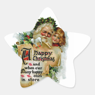 Gelukkig kerstfeest ster sticker