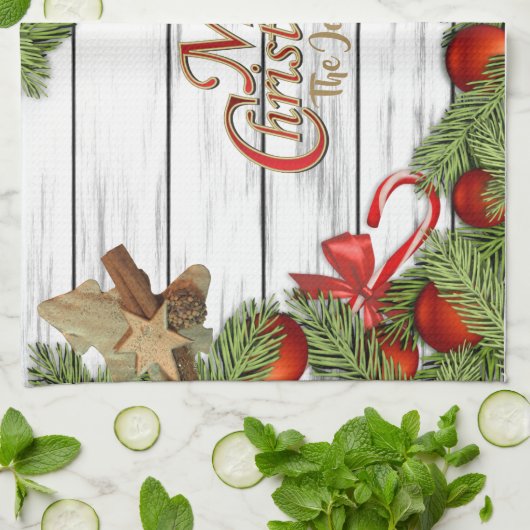 Gelukkig kerstfeest theedoek (Gevouwen)