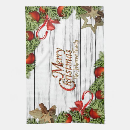 Gelukkig kerstfeest theedoek (Verticaal)