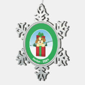 Gelukkig kerstfeest! tin sneeuwvlok ornament (Rechts)