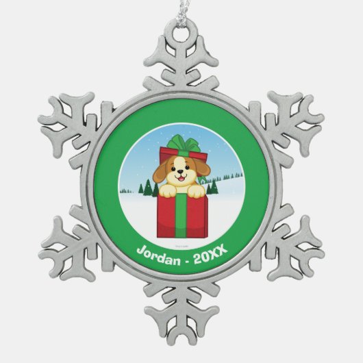 Gelukkig kerstfeest! tin sneeuwvlok ornament (Voorkant)